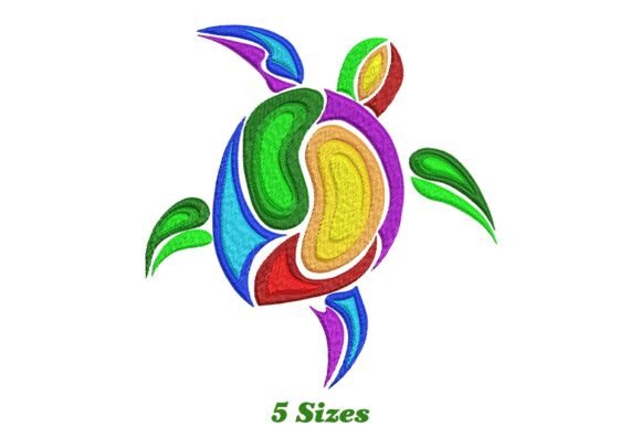 Colorful Turtle: A Vibrant Embroidery Design for Etsy Sellers
