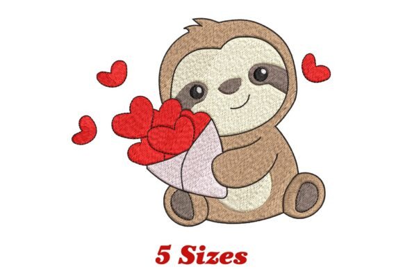 Valentine's Sloth: A Sweet Embroidery Design for Gifts